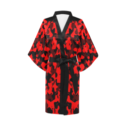 Camouflage Black and Red Kimono Robe
