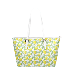 Lemons And Butterfly Leather Tote Bag/Small (Model 1651)