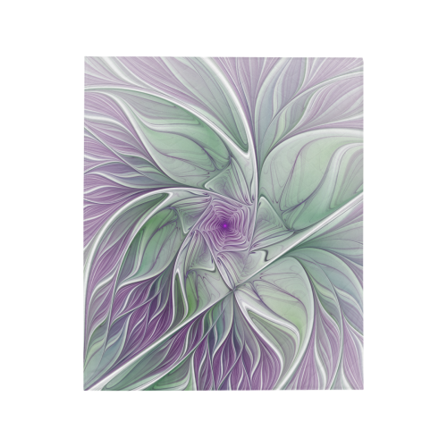 Flower Dream Abstract Purple Sea Green Floral Fractal Art Quilt 50"x60"