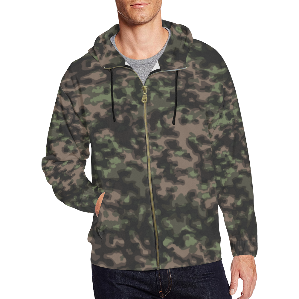 WWII Rauchtarn Spring Camouflage All Over Print Full Zip Hoodie for Men ...