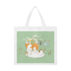 Happy Camping Bears Canvas Tote Bag/Large (Model 1702)