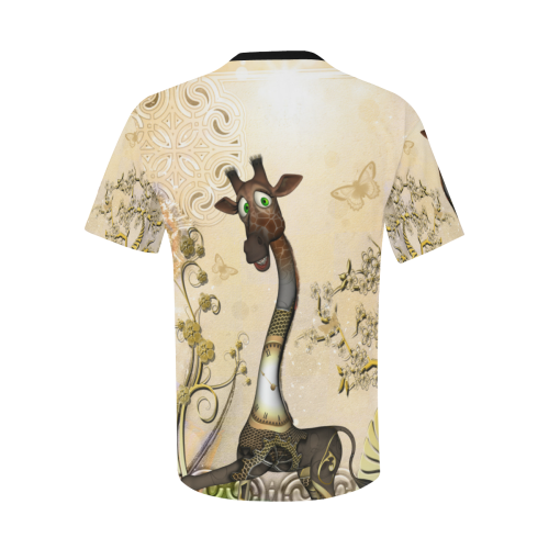 Funny steampunk giraffe Men's All Over Print T-Shirt with Chest Pocket (Model T56)