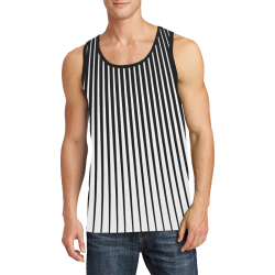 Black Tapered Stripes with White Men's All Over Print Tank Top (Model T57)