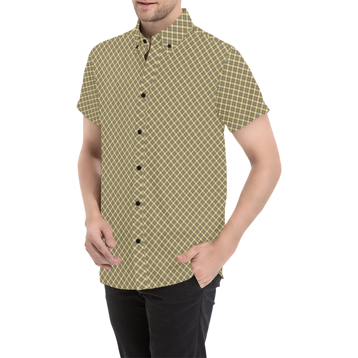 00'S Columbia All-over Print Short Sleeve Cotton Shirt, Men's XL cotton Beige type Vintage Second Hand