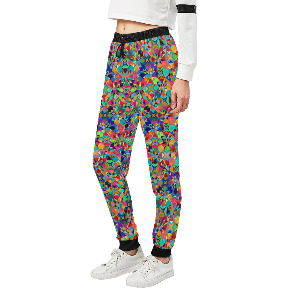 Multicolored Geometric Pattern Unisex All Over Print Sweatpants (Model ...