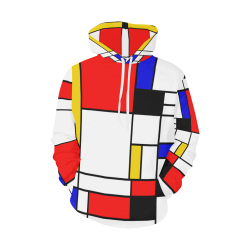 Bauhouse Composition Mondrian Style All Over Print Hoodie for Women (USA Size) (Model H13)