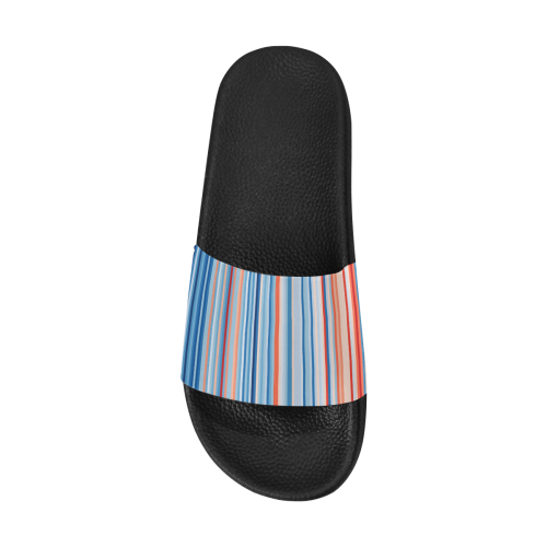 Blue and coral stripe 1 Men's Slide Sandals (Model 057)