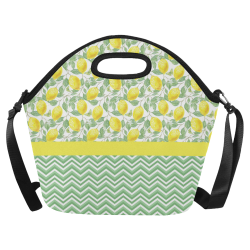 Lemons With Chevron 2 Neoprene Lunch Bag/Large (Model 1669)