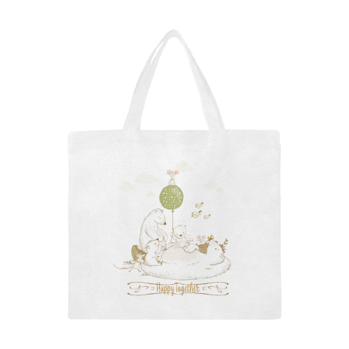 Happy Bear Family Canvas Tote Bag/Large (Model 1702)