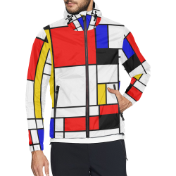 Bauhouse Composition Mondrian Style Unisex All Over Print Windbreaker (Model H23)