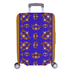 Queen of Hearts Gold Crown Tiara scattered pattern blue background luggage Luggage Cover/Large 26"-28"