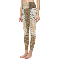 Golden Butterfly Python Mix Women's All Over Print High-Waisted Leggings (Model L36)