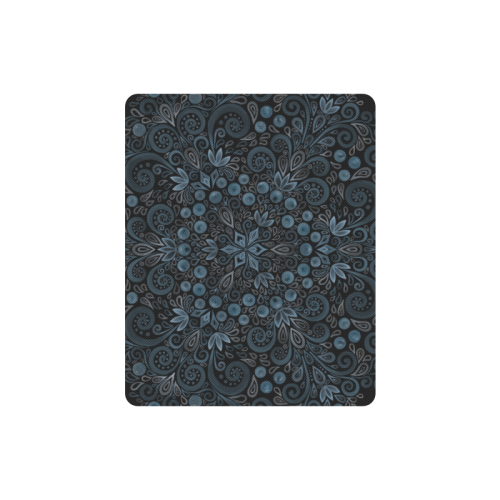 Blueberry Field, Blue, Watercolor Mandala Rectangle Mousepad