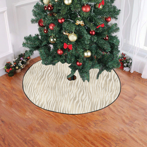 Linen Vertical Tiger Animal Print Christmas Tree Skirt 47" x 47"