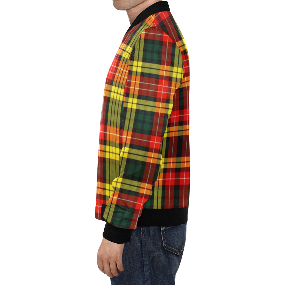 Black & White Tartan Sustainable All-Over Print Bomber Jacket main image 1