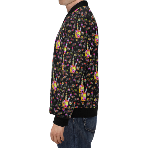 Flower Peace by Nico Bielow All Over Print Bomber Jacket for Men/Large Size (Model H19)