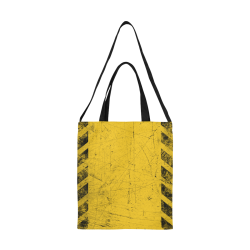 yellow and black striped Warning - used look All Over Print Canvas Tote Bag/Medium (Model 1698)
