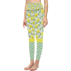 Lemons With Chevron 2 Women's All Over Print High-Waisted Leggings (Model L36)