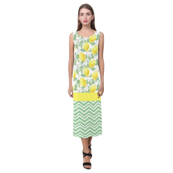Lemons With Chevron 2 Phaedra Sleeveless Open Fork Long Dress (Model D08)