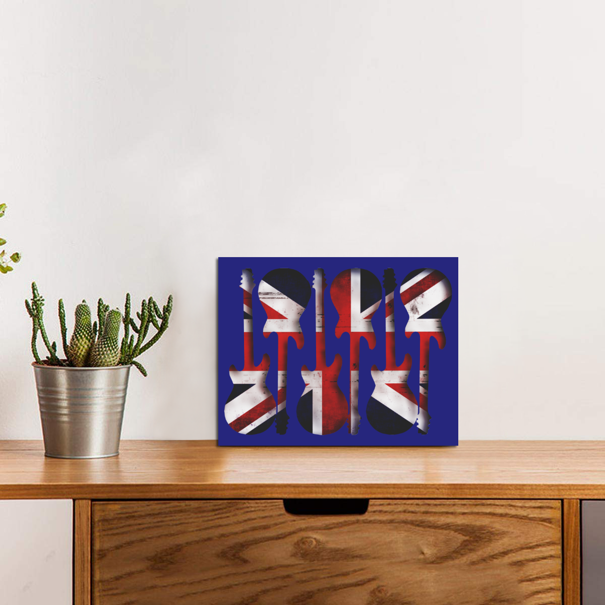 Union Jack British UK Flag Guitars Blue Photo Panel for Tabletop ...