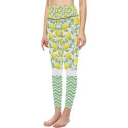 Lemons With Chevron Women's All Over Print High-Waisted Leggings (Model L36)