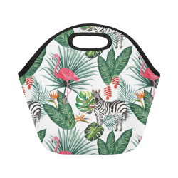 Awesome Flamingo And Zebra Neoprene Lunch Bag/Small (Model 1669)