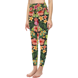 Awesome Tropical Hibiscus Women's All Over Print High-Waisted Leggings (Model L36)