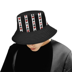 Playing Card Symbols Stripes All Over Print Bucket Hat for Men