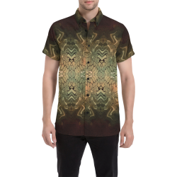 snake scales skin mosaic pattern Men's All Over Print Short Sleeve Shirt/Large Size (Model T53)