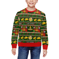 Feliz Navidad Ugly Sweater All Over Print Crewneck Sweatshirt for Kids (Model H29)