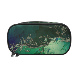 Green floral design Pencil Pouch/Large (Model 1680)