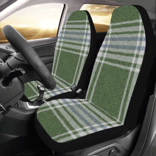 Green Blue Plaid Car Seat Covers (Set of 2)