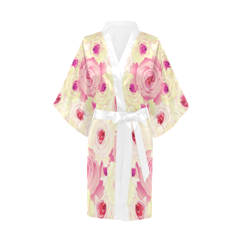 Watercolor Yellow Roses Kimono Robe