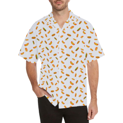 Hot Dog Pattern with Pinstripes Hawaiian Shirt (Model T58)