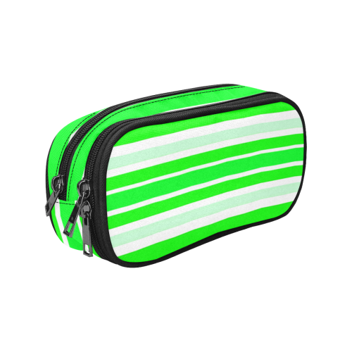 Neon Green Stripes Pencil Pouch/Large (Model 1680)