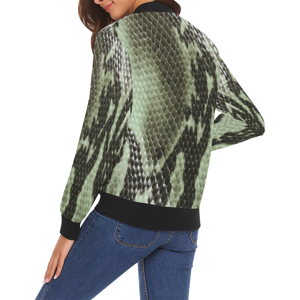 Red Snakeskin print Women's Bomber Jacket