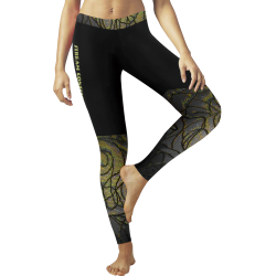 Stream Concsiousness in green stained glass Women's Low Rise Leggings (Invisible Stitch) (Model L05)