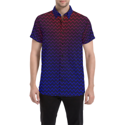 Chevron Black Red and Blue Men's All Over Print Short Sleeve Shirt/Large Size (Model T53)