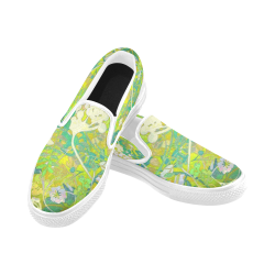 floral 1 abstract with white trim Slip-on Canvas Shoes for Men/Large Size (Model 019)