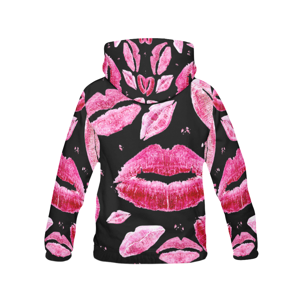 Kisses All Over Black All Over Print Hoodie For Women Usa Size Model H13 Id D3402625 