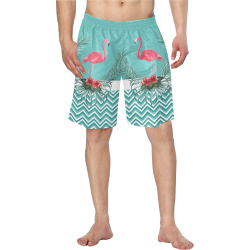 Retro Flamingo Chevron Men's Swim Trunk (Model L21)