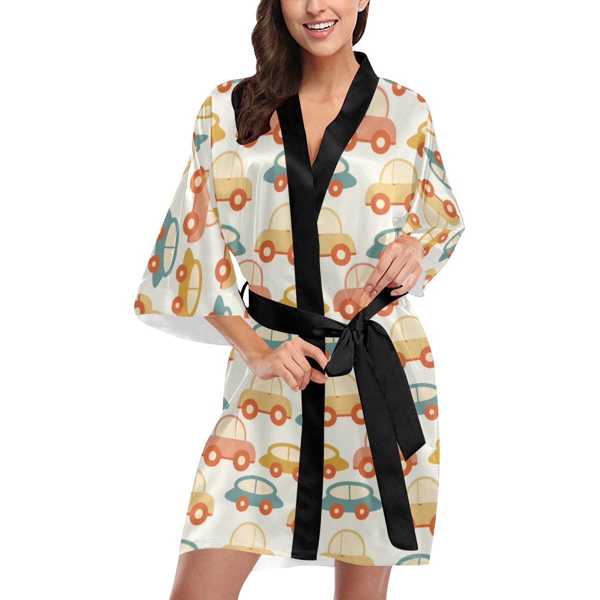 seamless retro cars Kimono Robe | ID: D4816728