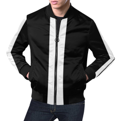 Race Car Stripe Black and White All Over Print Bomber Jacket for Men/Large Size (Model H19)