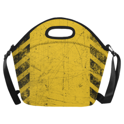 yellow and black warning stripes used look Neoprene Lunch Bag/Large (Model 1669)
