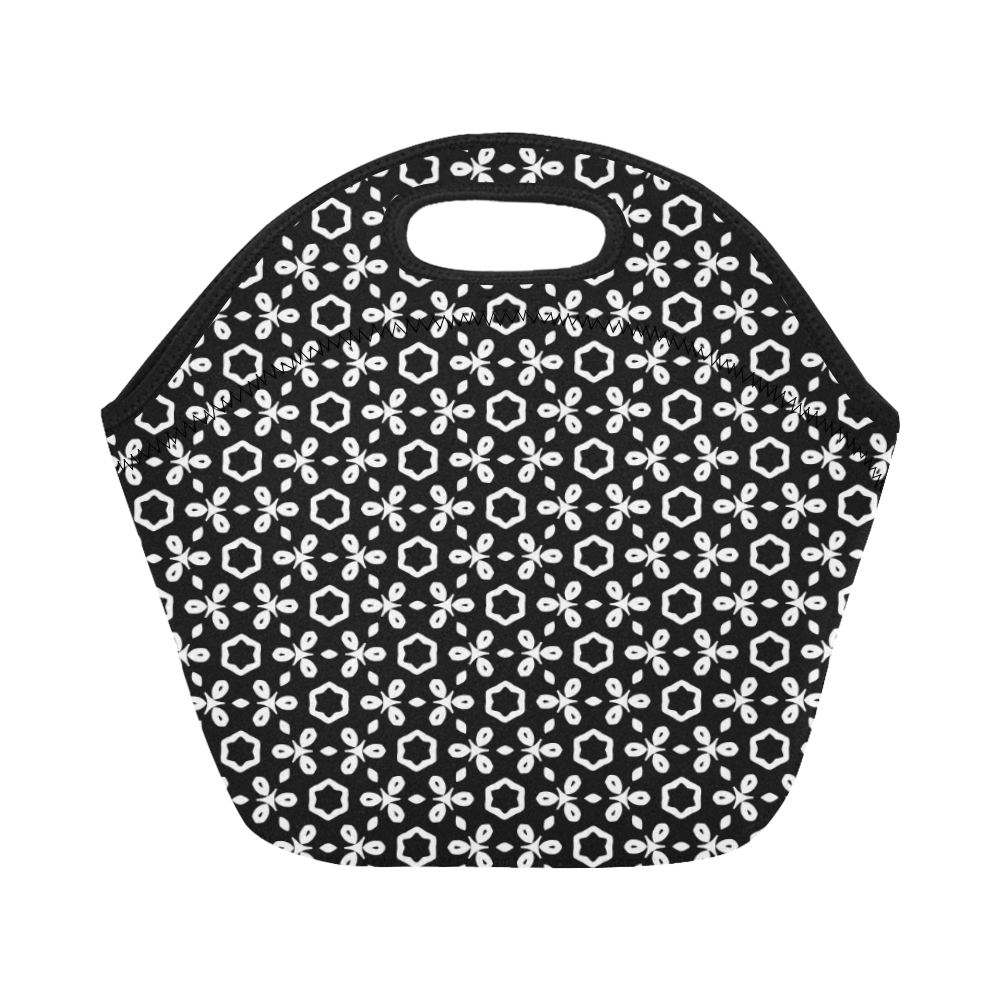 geometric pattern black and white Neoprene Lunch Bag/Small (Model 1669 ...
