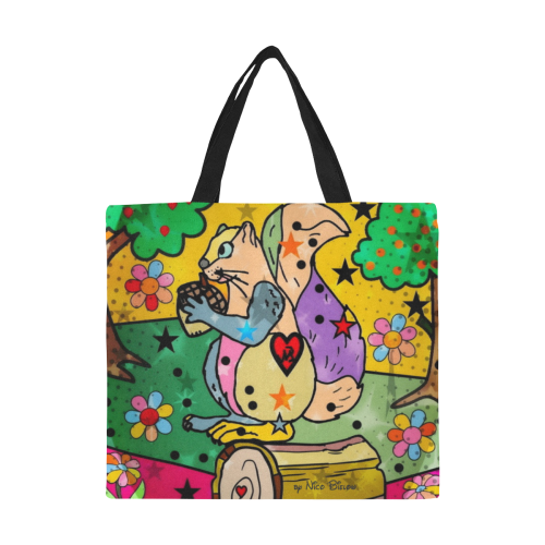 Samy the squirrel by Nico Bielow All Over Print Canvas Tote Bag/Large (Model 1699)
