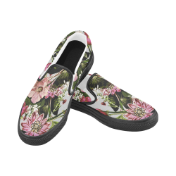 02 Vintage bloom 1 Women's Slip-on Canvas Shoes (Model 019)