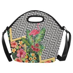 Amazing Flamingo Chevron Neoprene Lunch Bag/Large (Model 1669)