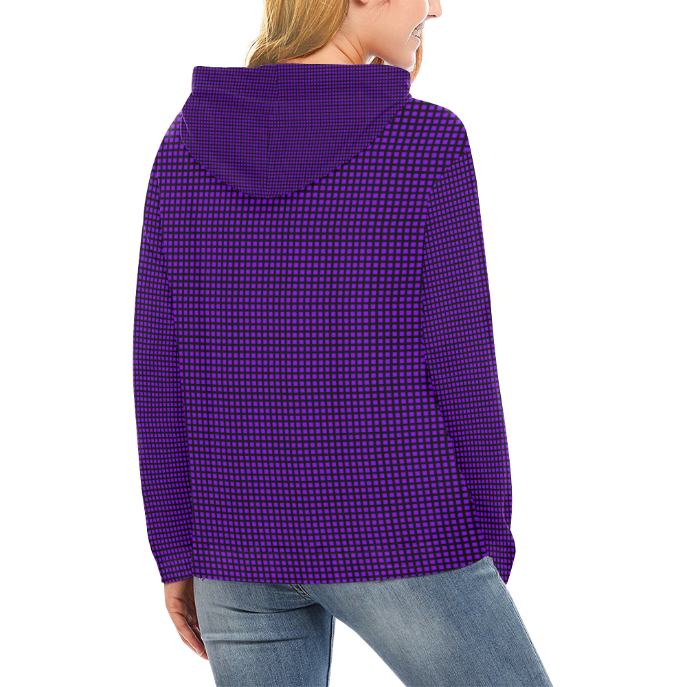 Squares in Purple All Over Print Hoodie for Women (USA Size) (Model H13 ...