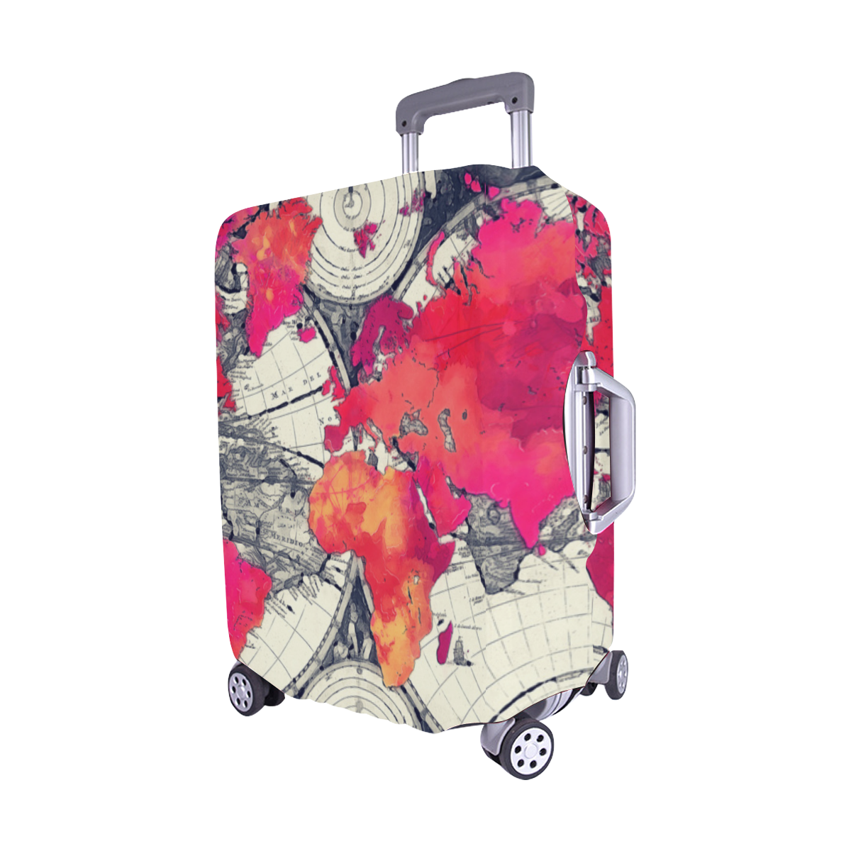 World Map Pattern Print Luggage Cover Protector
